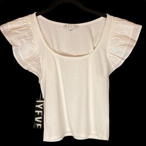 Hyfve Off White Ruffle Sleeve Women's Top